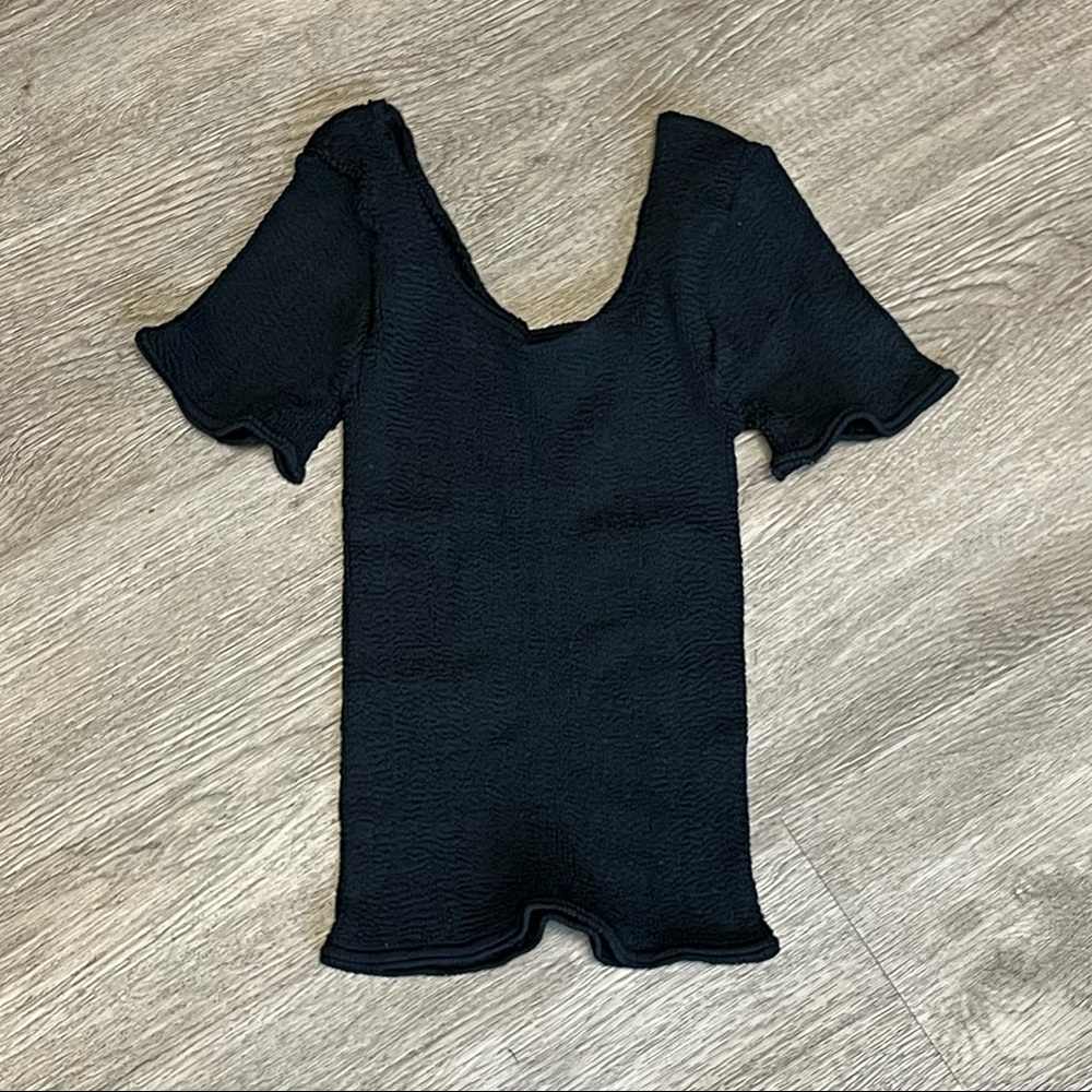 Vintage Hunza G Black Swimwear T shirt Top